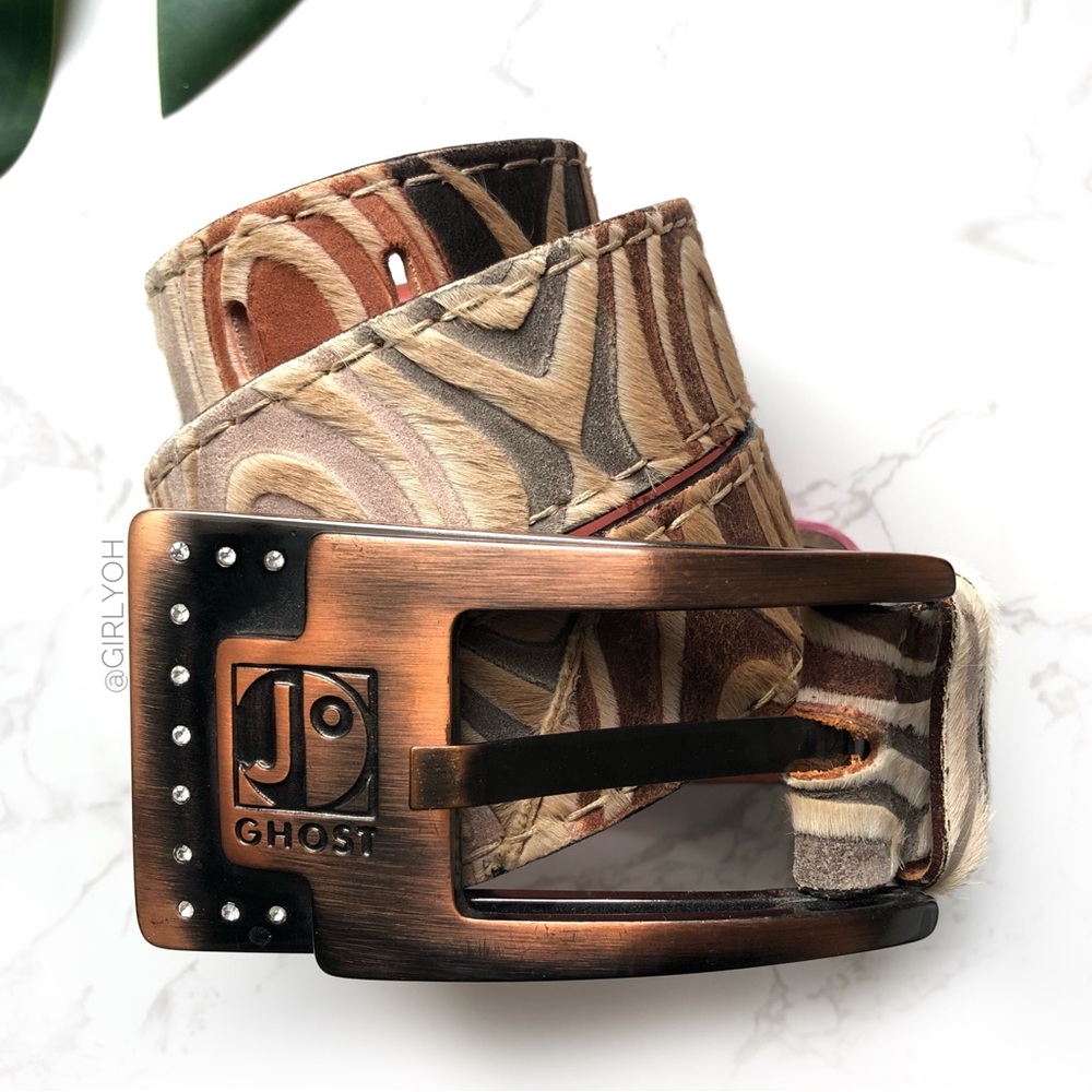 Jo Ghost Pony Calf Hair Italian Belt